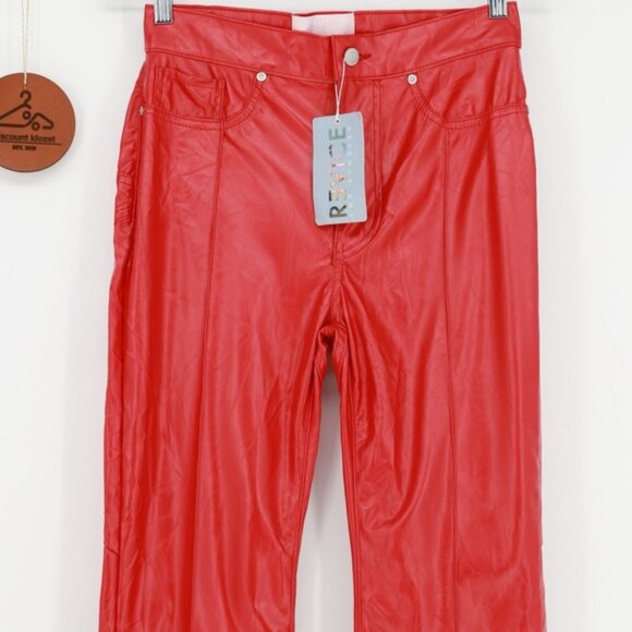 Revice Venus Mars Red Star Butt Faux Leather Flare Pants Size 29 NWT Edgy Grunge - Picture 3 of 9